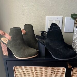 Torrid Women's Black and Olive Suede Booties